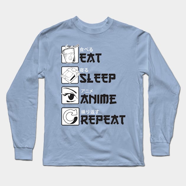 Eat Sleep Anime Repeat Long Sleeve T-Shirt by Noveldesigns